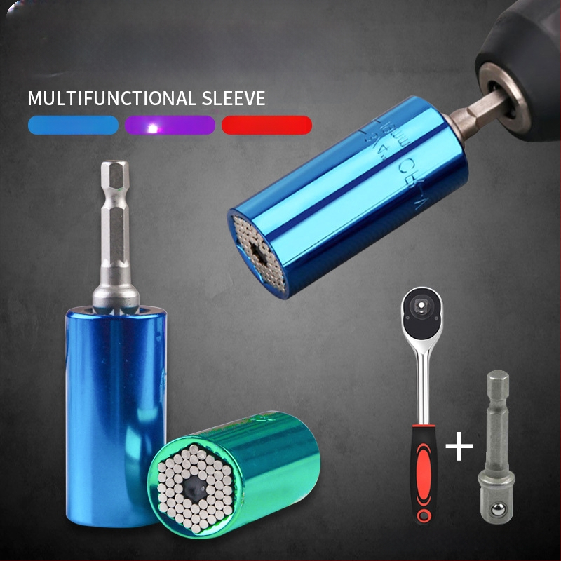 Többfunkciós dugókulcs készlet gyors racsnis mechanizmussal, dupla fejű, állítható végződések (metrikus, szerszámacél, krómozott bevonat)