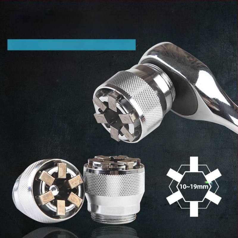 Többfunkciós dugókulcs készlet gyors racsnis mechanizmussal, dupla fejű, állítható végződések (metrikus, szerszámacél, krómozott bevonat)