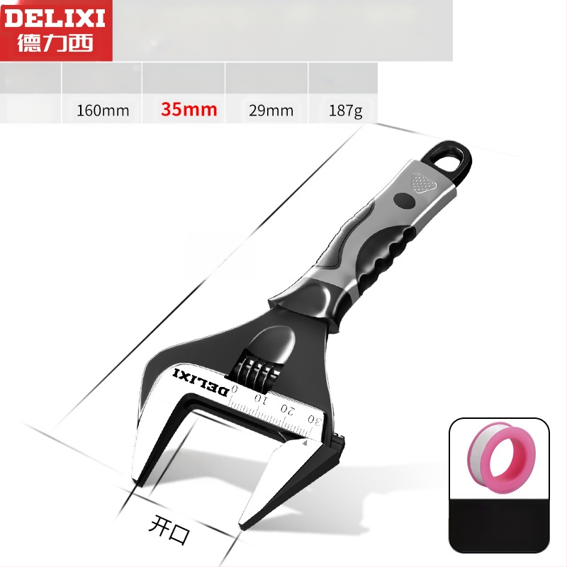 Állítható csavarkulcs nagy nyílással, többfunkciós kéziszerszám, króm-vanádium acél