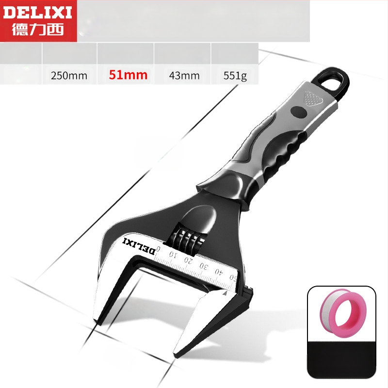 Állítható csavarkulcs nagy nyílással, többfunkciós kéziszerszám, króm-vanádium acél