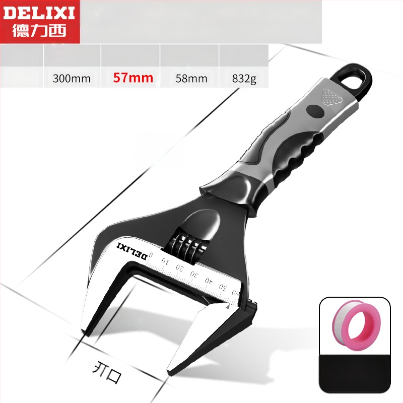 Állítható csavarkulcs nagy nyílással, többfunkciós kéziszerszám, króm-vanádium acél