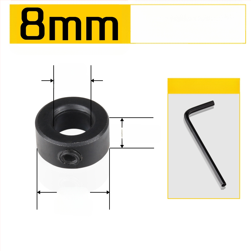 Inel de poziționare pentru burghiu cu limitator de adâncime și clemă – unealtă pentru tâmplărie