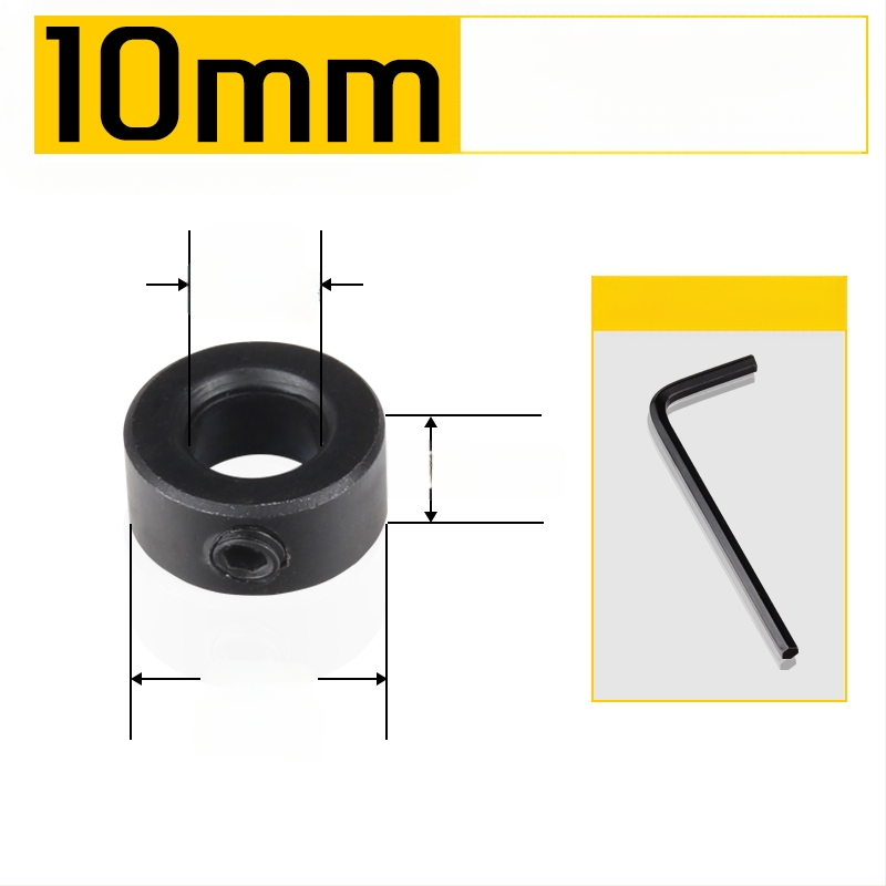 Inel de poziționare pentru burghiu cu limitator de adâncime și clemă – unealtă pentru tâmplărie