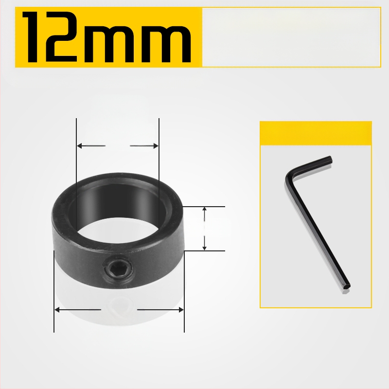 Inel de poziționare pentru burghiu cu limitator de adâncime și clemă – unealtă pentru tâmplărie