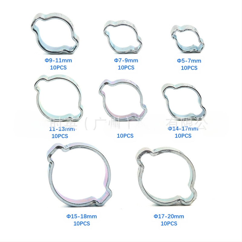 Clamă pentru țevi, cu urechi duble, galvanizată, pentru țevi de 5–20 mm, marcă SY