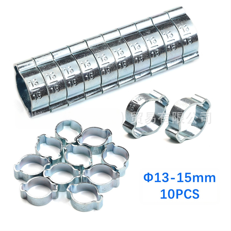 Clamă pentru țevi, cu urechi duble, galvanizată, pentru țevi de 5–20 mm, marcă SY