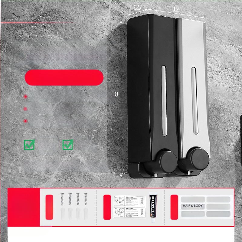 Диспенсър за сапун, стенен монтаж за баня и кухня, пластмасов, с ръчно натискане, модерен минималистичен стил