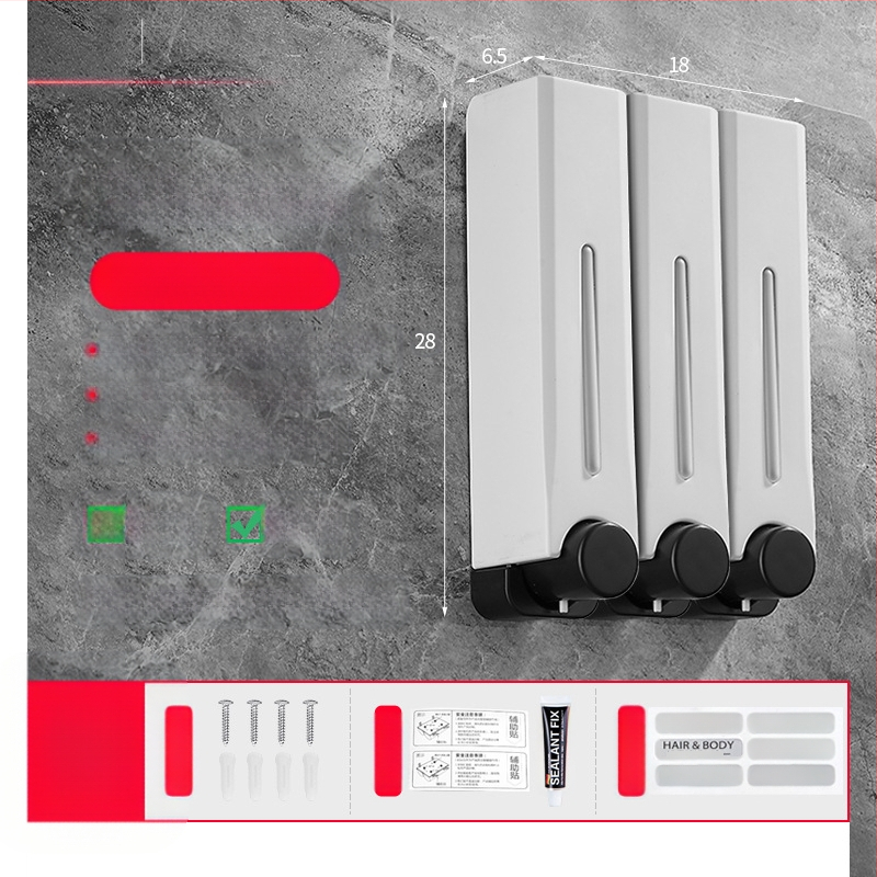 Диспенсър за сапун, стенен монтаж за баня и кухня, пластмасов, с ръчно натискане, модерен минималистичен стил
