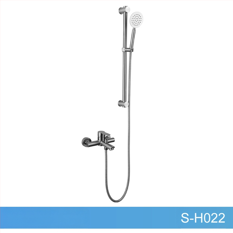 Set de duș din oțel inoxidabil, montat pe perete, robinet amestecător cu cartuș ceramic, model S-L005