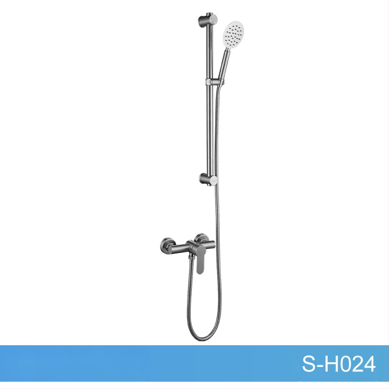 Set de duș din oțel inoxidabil, montat pe perete, robinet amestecător cu cartuș ceramic, model S-L005