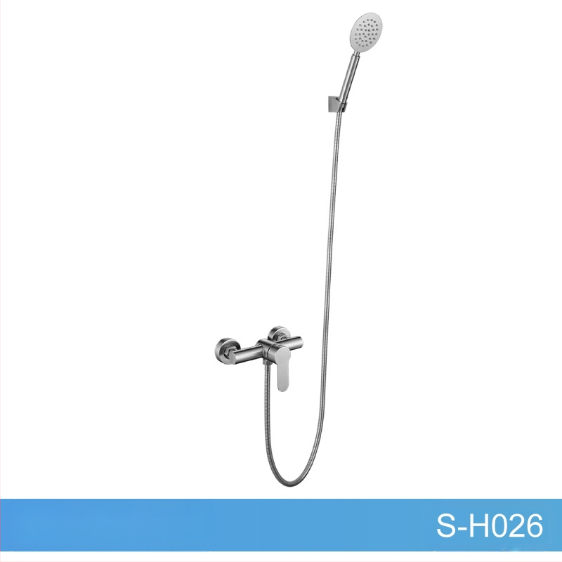 Set de duș din oțel inoxidabil, montat pe perete, robinet amestecător cu cartuș ceramic, model S-L005