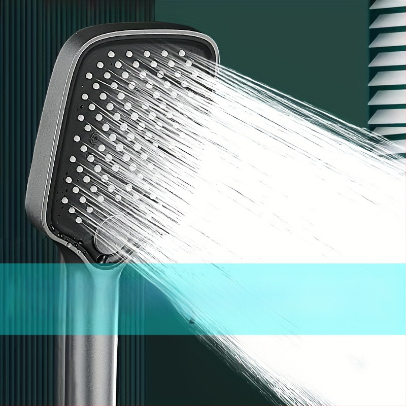 Kaasaskantav käeddušikomplekt vihmadušiga, ABS-korpus, ruudukujuline kromitud pea, pööratav kinnitussüsteem, kaasaegne minimalistlik disain