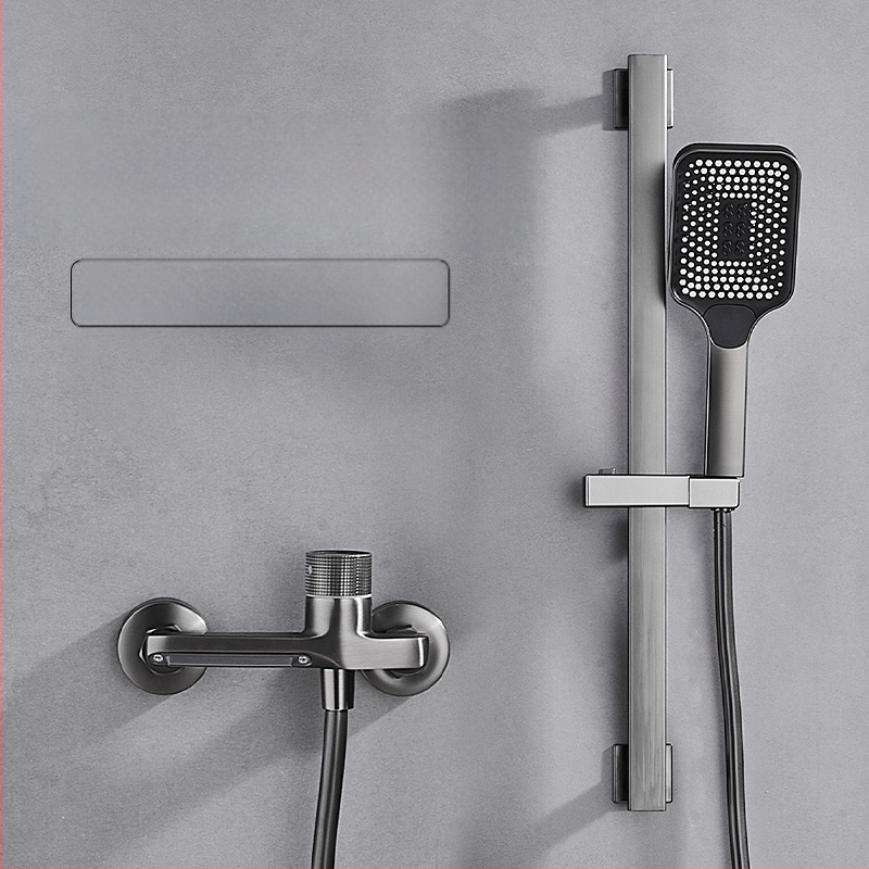 Душ комплект от мед за скрит монтаж, дъждовна функция, квадратна душ глава, модел 7030