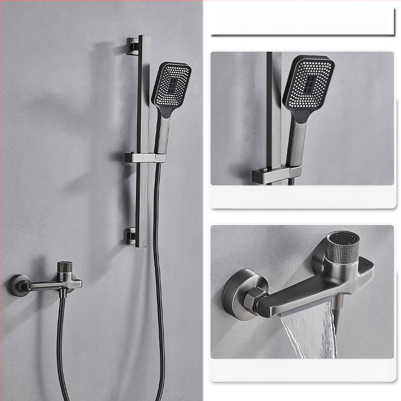 Душ комплект от мед за скрит монтаж, дъждовна функция, квадратна душ глава, модел 7030