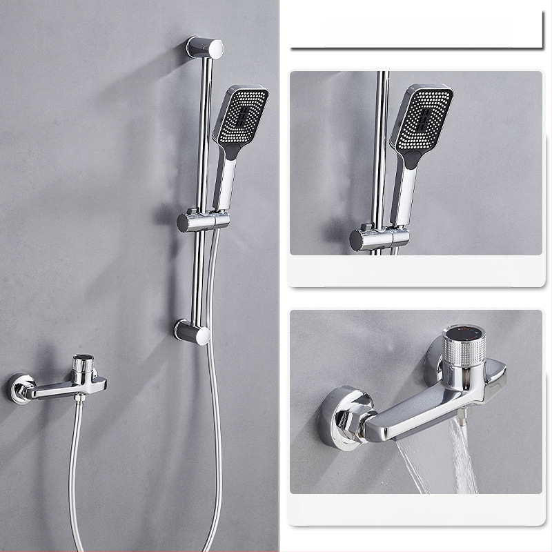 Душ комплект от мед за скрит монтаж, дъждовна функция, квадратна душ глава, модел 7030