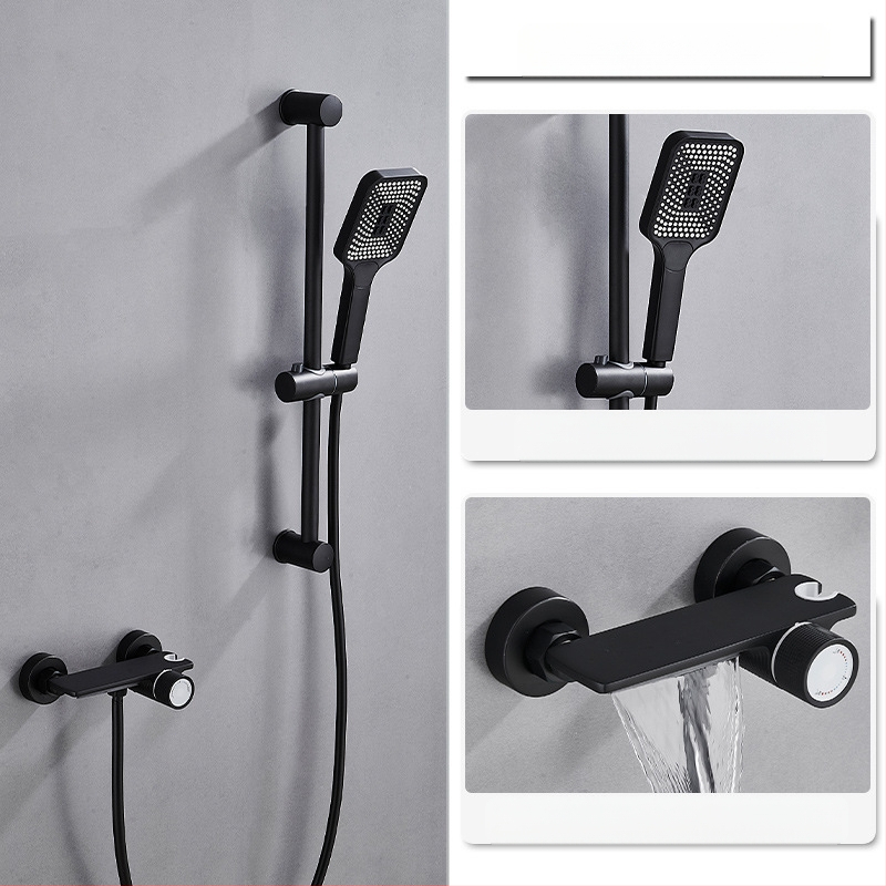 Душ комплект от мед за скрит монтаж, дъждовна функция, квадратна душ глава, модел 7030