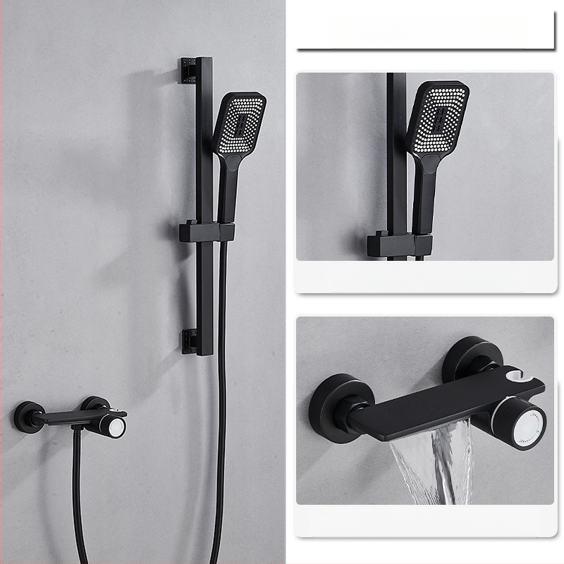 Душ комплект от мед за скрит монтаж, дъждовна функция, квадратна душ глава, модел 7030