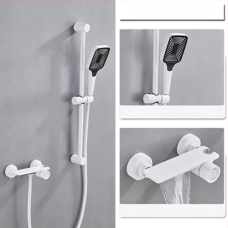 Душ комплект от мед за скрит монтаж, дъждовна функция, квадратна душ глава, модел 7030