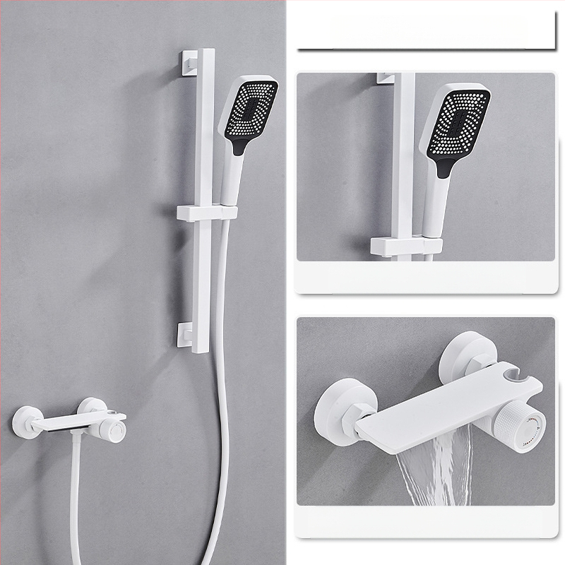 Душ комплект от мед за скрит монтаж, дъждовна функция, квадратна душ глава, модел 7030