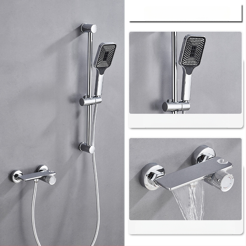 Душ комплект от мед за скрит монтаж, дъждовна функция, квадратна душ глава, модел 7030