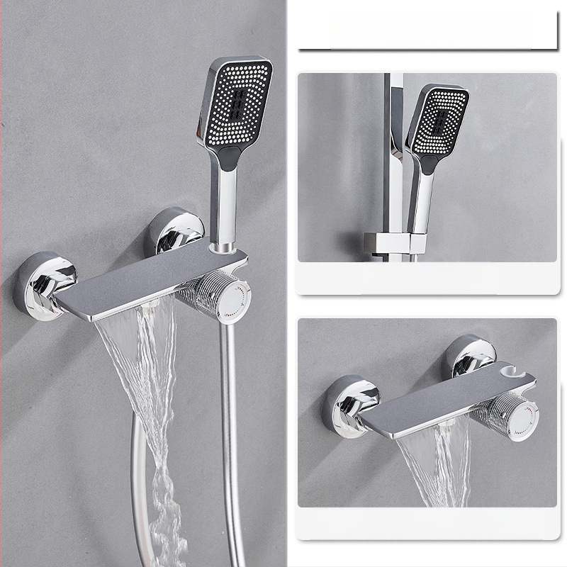 Душ комплект от мед за скрит монтаж, дъждовна функция, квадратна душ глава, модел 7030