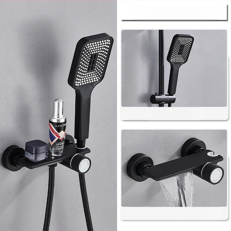 Душ комплект от мед за скрит монтаж, дъждовна функция, квадратна душ глава, модел 7030