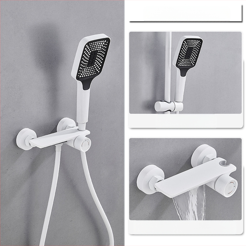 Душ комплект от мед за скрит монтаж, дъждовна функция, квадратна душ глава, модел 7030