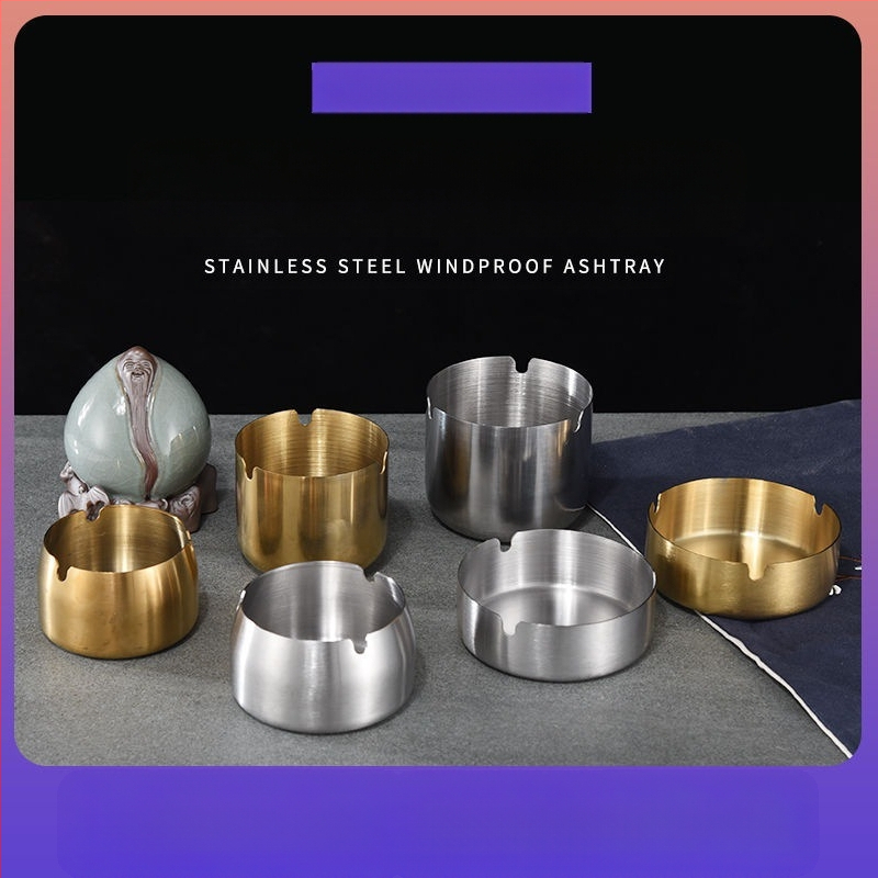 Пепелник от неръждаема стомана, светло луксозен дизайн, устойчив на вятър и удароустойчив, с персонализирано лого, декоративна функция и за съхранение – подходящ за дом, ресторант и хотел