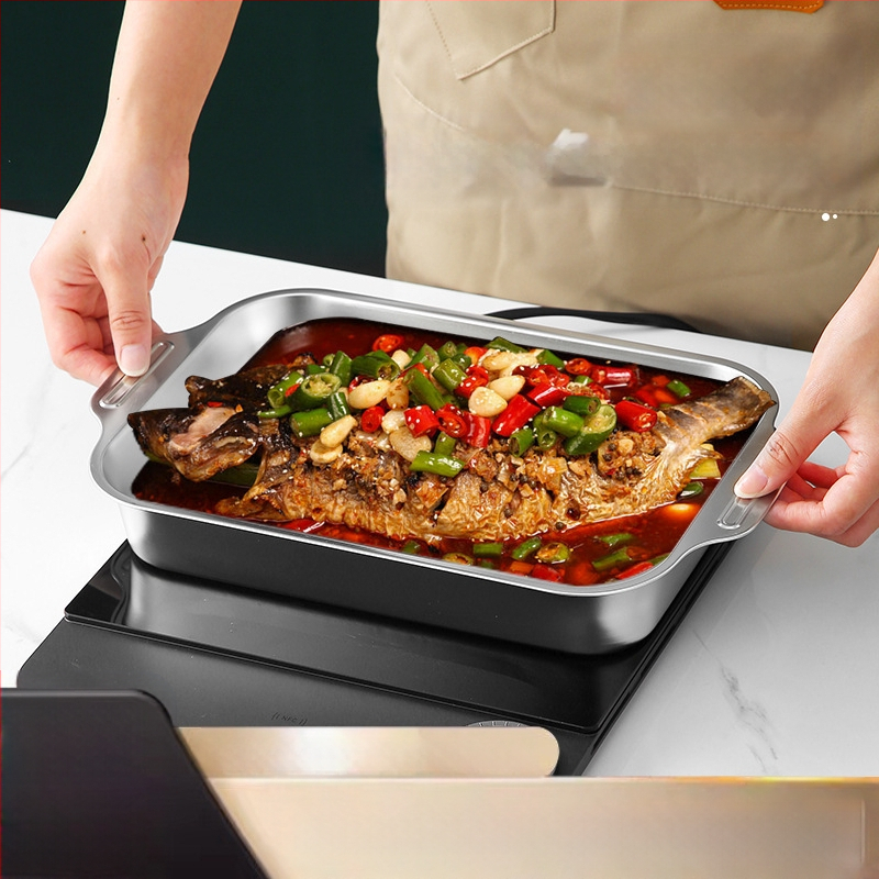 Nehrđajući čelični kvadratni pladanj za morsku hranu – višenamjenski, jednostavan za čišćenje, otporan na hrđu, 780 g