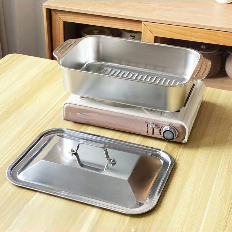 Nehrđajući čelični kvadratni pladanj za morsku hranu – višenamjenski, jednostavan za čišćenje, otporan na hrđu, 780 g