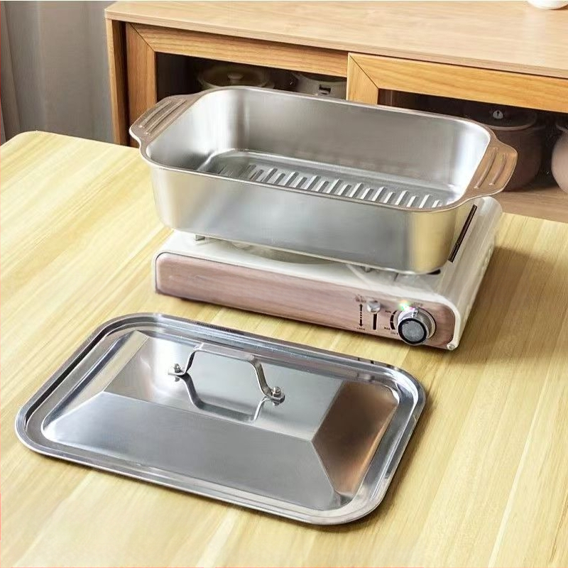 Nehrđajući čelični kvadratni pladanj za morsku hranu – višenamjenski, jednostavan za čišćenje, otporan na hrđu, 780 g