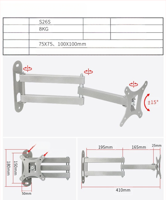 Creation Vision W100 univerzális fali tartó LCD monitor/TV, forgó, kihúzható, állítható