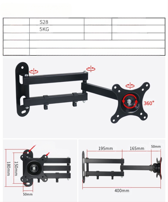 Creation Vision W100 univerzális fali tartó LCD monitor/TV, forgó, kihúzható, állítható