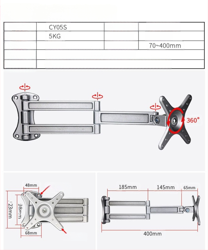Creation Vision W100 univerzális fali tartó LCD monitor/TV, forgó, kihúzható, állítható