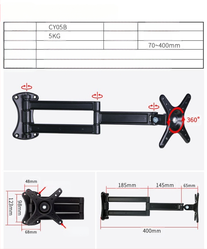 Creation Vision W100 univerzális fali tartó LCD monitor/TV, forgó, kihúzható, állítható