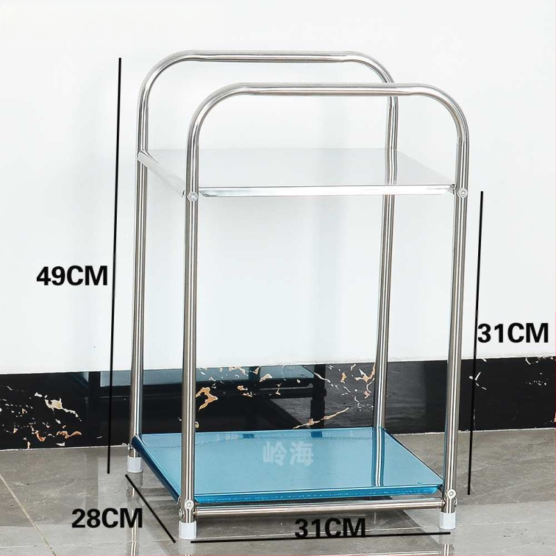 Kerek sarokasztal rozsdamentes acélból, tárolóval, fém vázzal, modell 400, szerelés szükséges