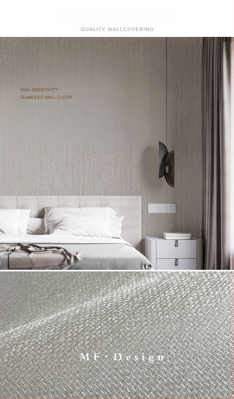 Svilena zidna obloga s doby teksturom, bez šavova, s mikro zlatnim nitima; za dnevni boravak i spavaću sobu