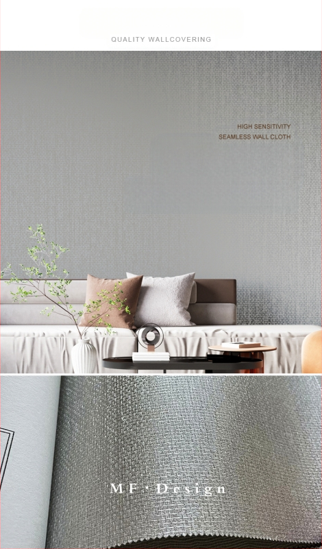 Svilena zidna obloga s doby teksturom, bez šavova, s mikro zlatnim nitima; za dnevni boravak i spavaću sobu