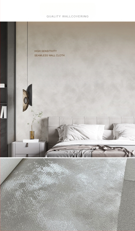 Svilena zidna obloga s doby teksturom, bez šavova, s mikro zlatnim nitima; za dnevni boravak i spavaću sobu