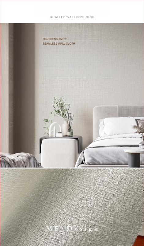 Svilena zidna obloga s doby teksturom, bez šavova, s mikro zlatnim nitima; za dnevni boravak i spavaću sobu