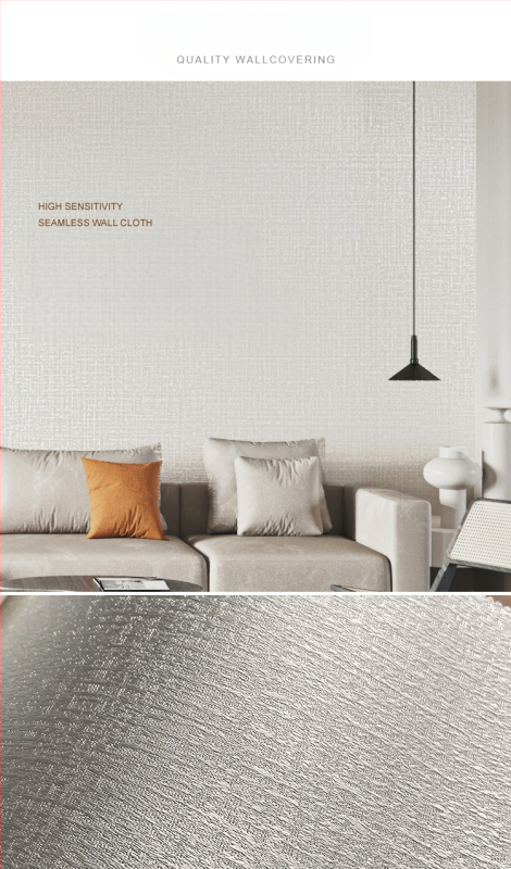 Svilena zidna obloga s doby teksturom, bez šavova, s mikro zlatnim nitima; za dnevni boravak i spavaću sobu