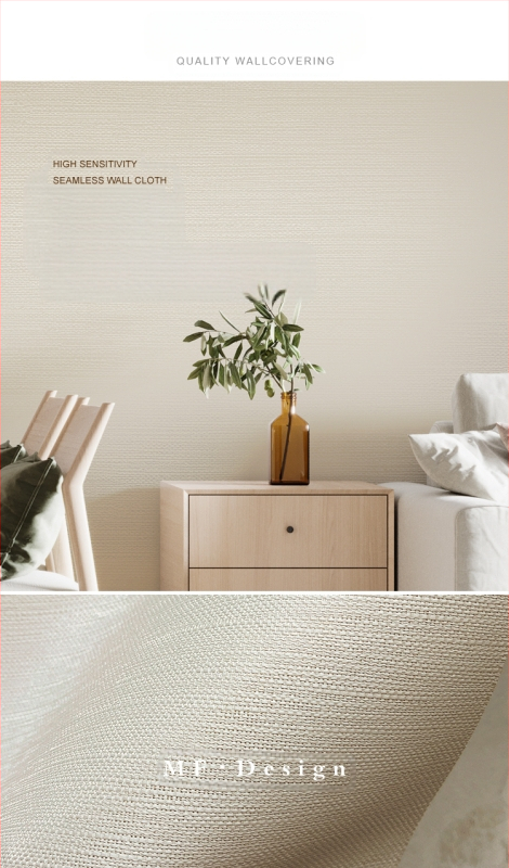 Svilena zidna obloga s doby teksturom, bez šavova, s mikro zlatnim nitima; za dnevni boravak i spavaću sobu