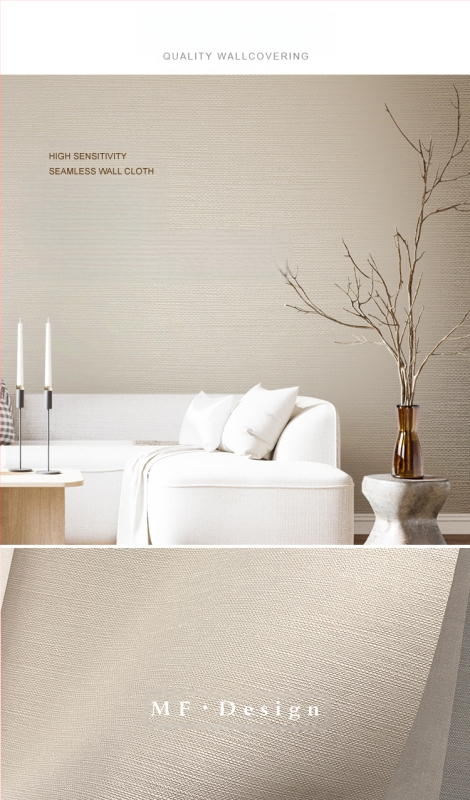 Svilena zidna obloga s doby teksturom, bez šavova, s mikro zlatnim nitima; za dnevni boravak i spavaću sobu