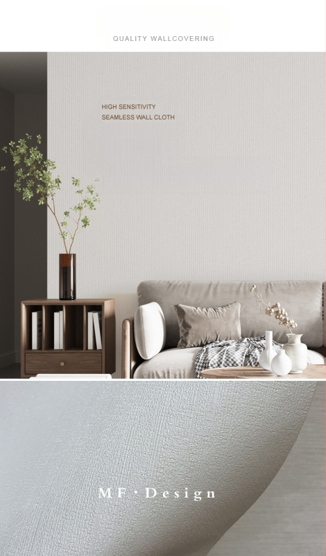 Svilena zidna obloga s doby teksturom, bez šavova, s mikro zlatnim nitima; za dnevni boravak i spavaću sobu