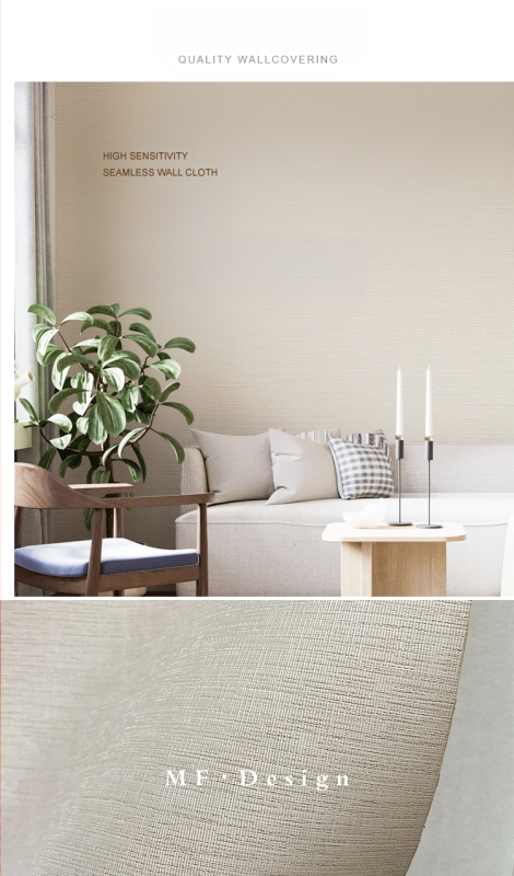 Svilena zidna obloga s doby teksturom, bez šavova, s mikro zlatnim nitima; za dnevni boravak i spavaću sobu