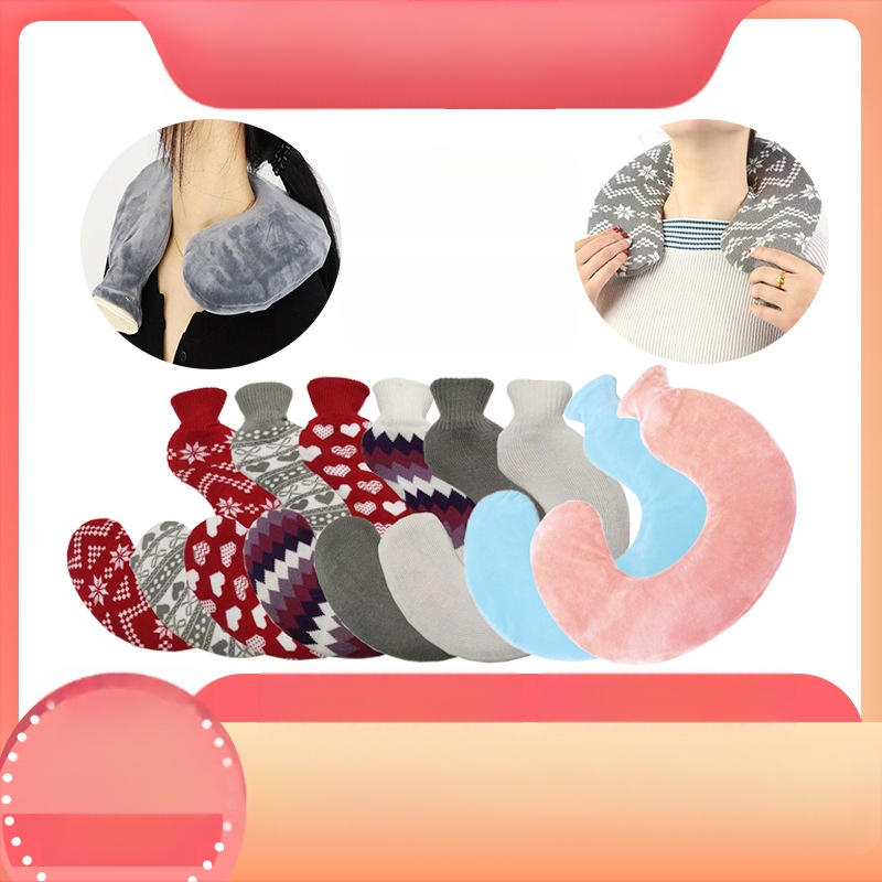 U-alakú gumiból készült forróvíz-palack a nyak számára – 450 g, vízzel töltve, kettős használat: meleg/hideg