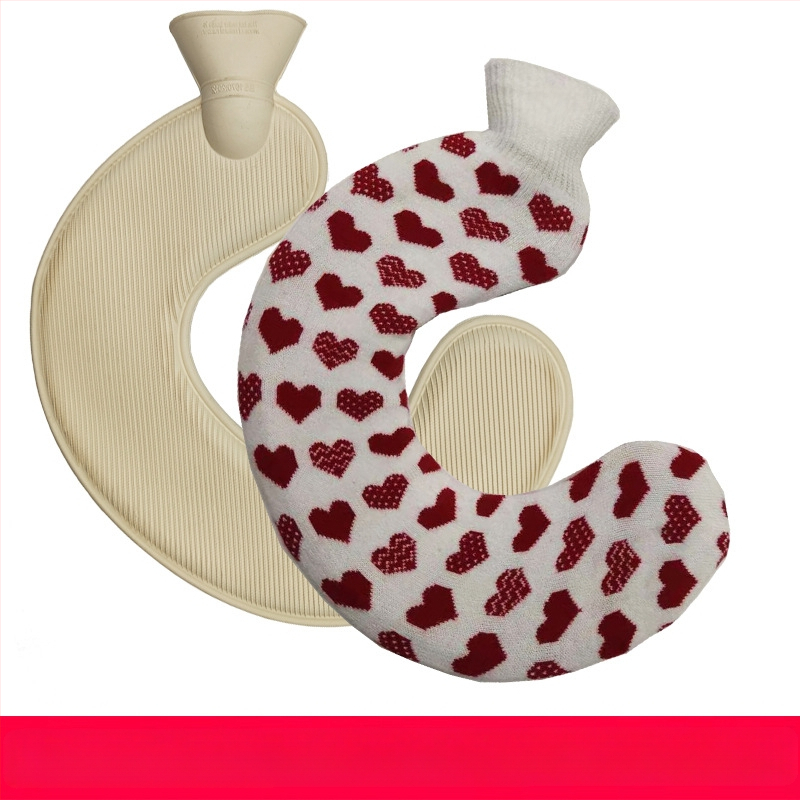 U-alakú gumiból készült forróvíz-palack a nyak számára – 450 g, vízzel töltve, kettős használat: meleg/hideg