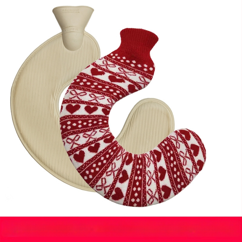 U-alakú gumiból készült forróvíz-palack a nyak számára – 450 g, vízzel töltve, kettős használat: meleg/hideg