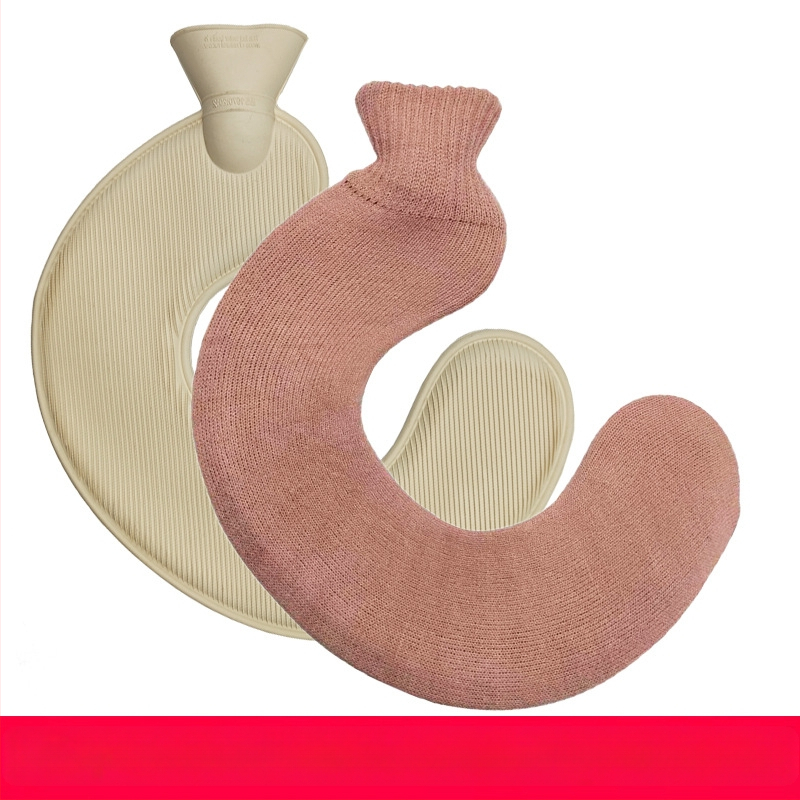 U-alakú gumiból készült forróvíz-palack a nyak számára – 450 g, vízzel töltve, kettős használat: meleg/hideg