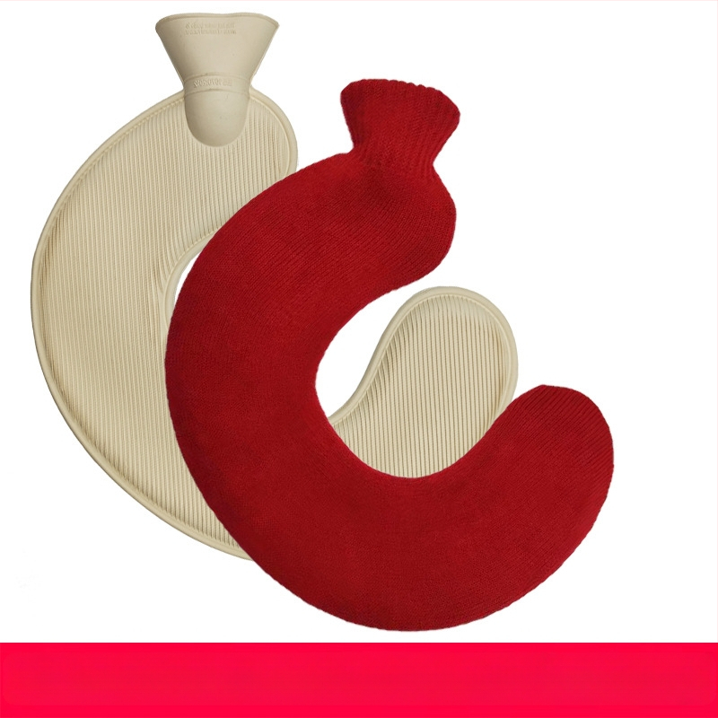 U-alakú gumiból készült forróvíz-palack a nyak számára – 450 g, vízzel töltve, kettős használat: meleg/hideg